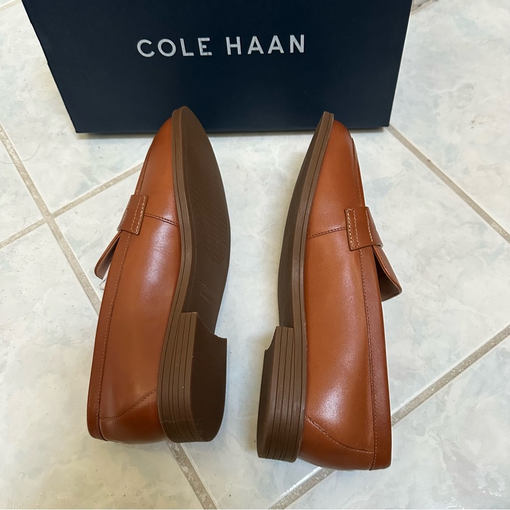 NWT Cole Haan Haverhill Women's Tan Leather Penny Loafers Size 6.5 - Picture 3 of 7